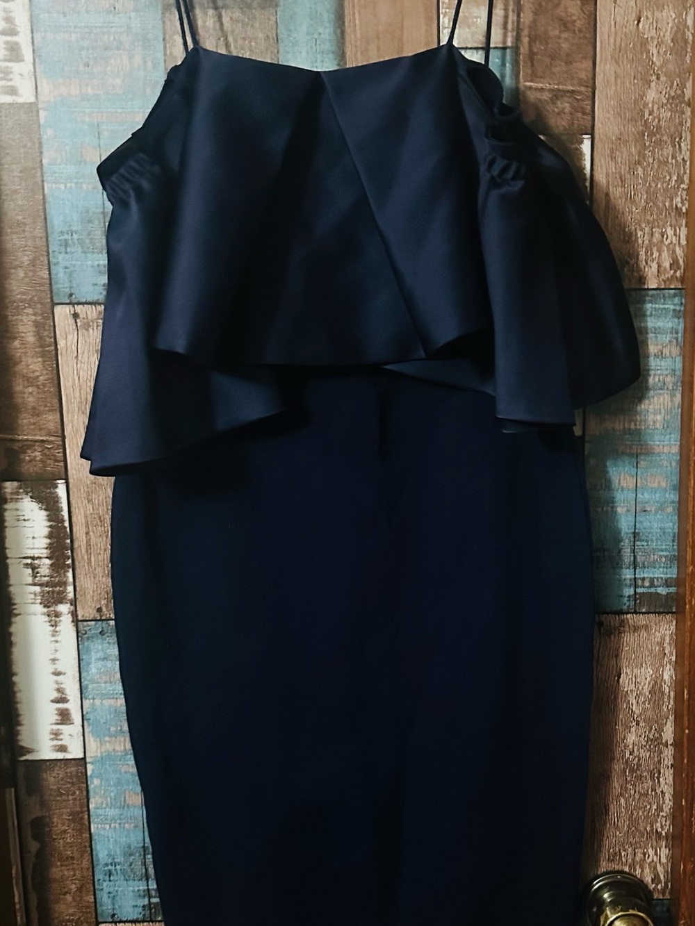 Elliatt Navy Layered Ruffle Spaghetti-Strap Dress